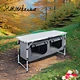 Camping Table, Folding Camping Table with Storage, Portable Kitchen Table, Lightweight, 3 Heights Adjustable Camping Furniture for BBQ, Picnic, Camping, Hiking, Beach, and Indoor